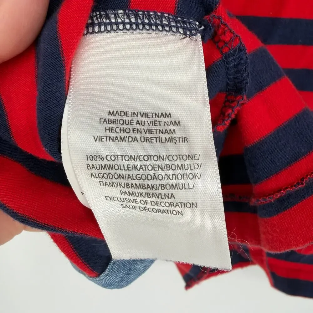 Polo by Ralph Lauren Red Blue Striped Short Sleeve Polo Shirt Custom Fit L Large